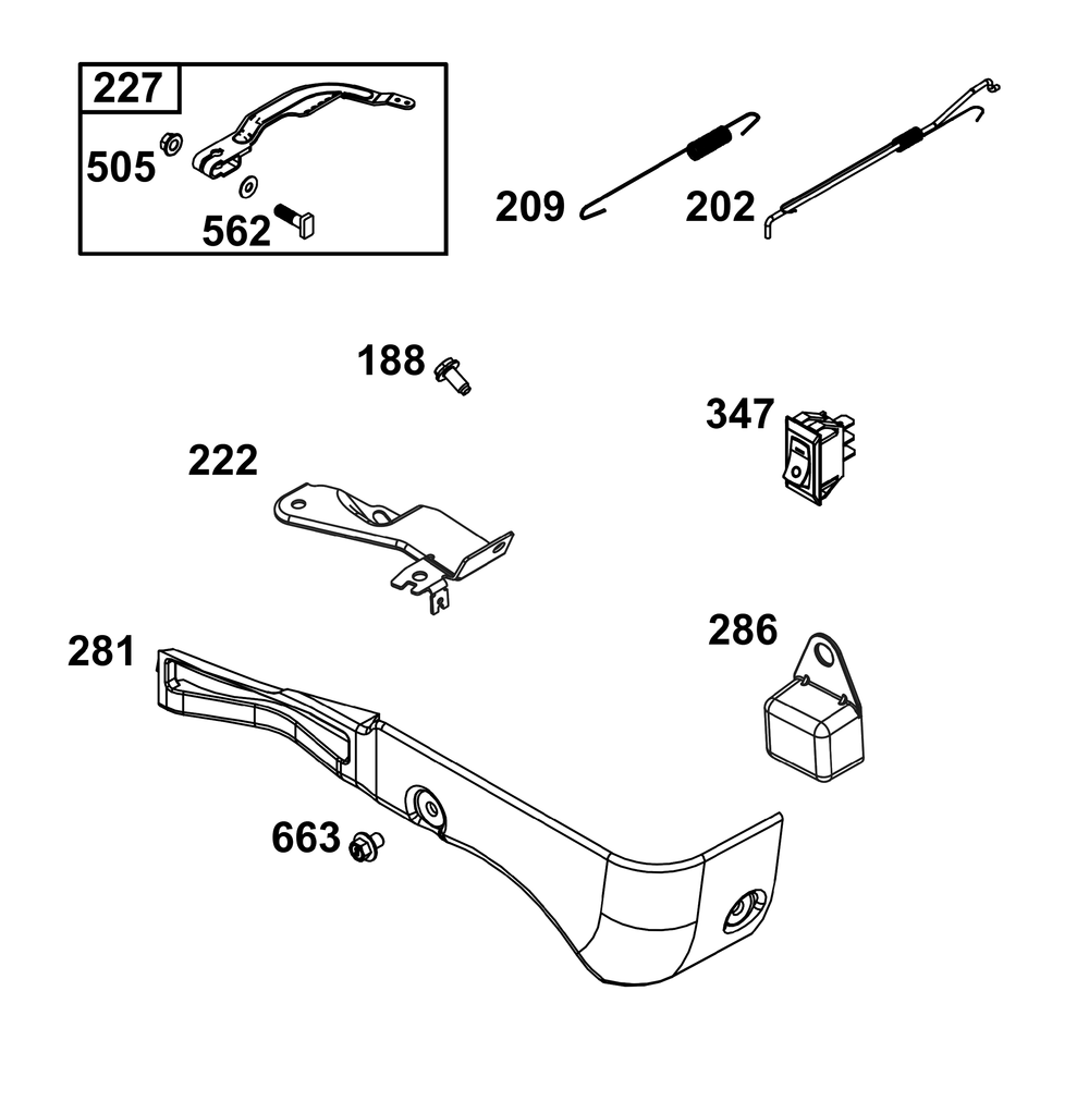 Controls Group Diagram and Parts List for 106232-0131-H5 100000 - 19Z999 Briggs and Stratton Engine